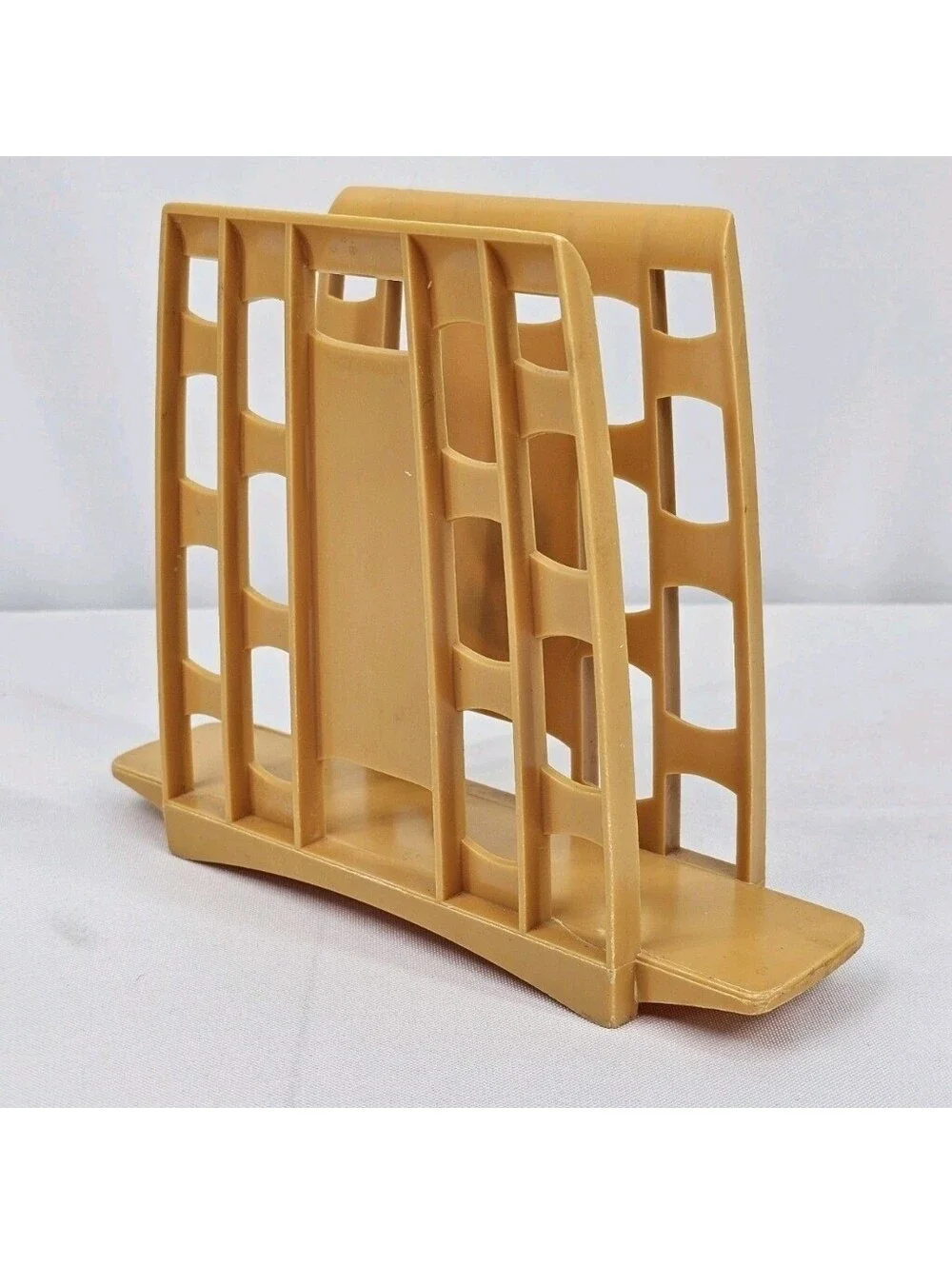 Vintage Harvest Gold Plastic Napkin Holder Retro Floral Decal 1970 Kitchen Decor